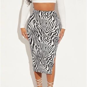 Skirt Zebra Print Split Hem